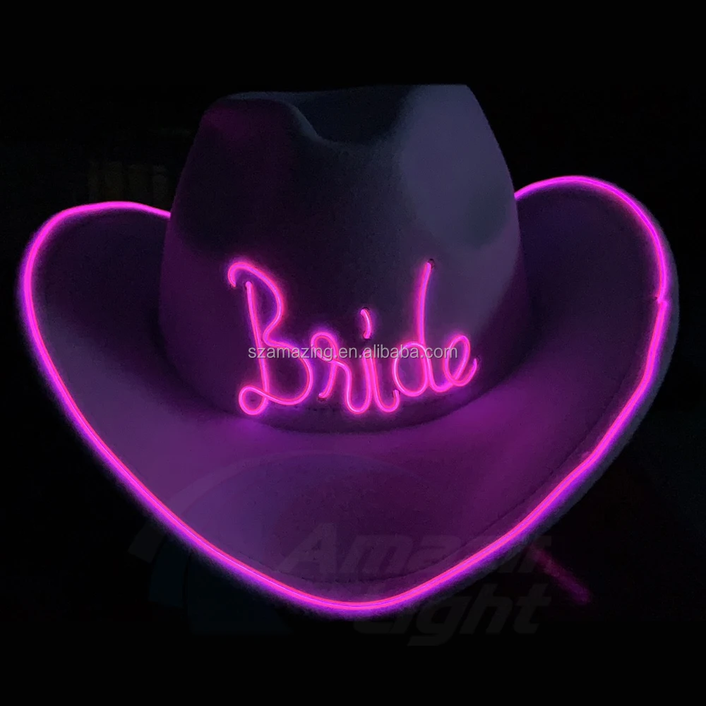 light up bride cowboy hat