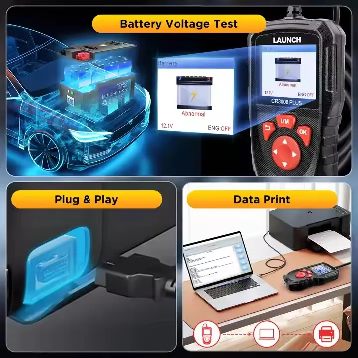 LAUNCH CR3008 OBD2 X431 Automotive Scanner Plastic OBD 2 OBDII Code Reader Free Update Car Diagnostic Tool Equipped NT301 KW680