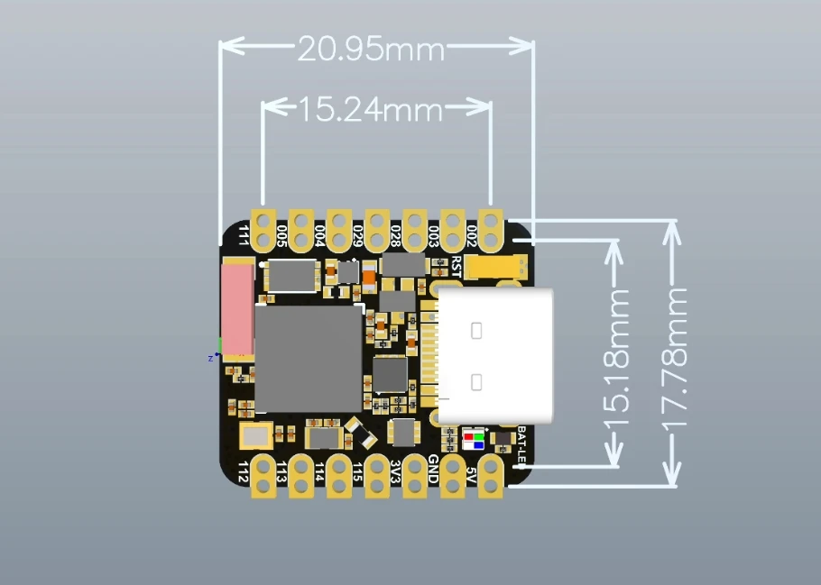 NRF52840 SuperMini Entwicklungsboard BLE 5.0 Drahtloses Modul Typ-C QSPI 2MB Flash MCU Mikrocontroller-Board – Detail 2