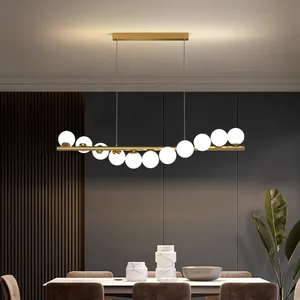Modern Luxury Minimalist Restaurant Pendant Light Magic Bean Iron Long Strip Bar Lighting Chandeliers Pendant Lights