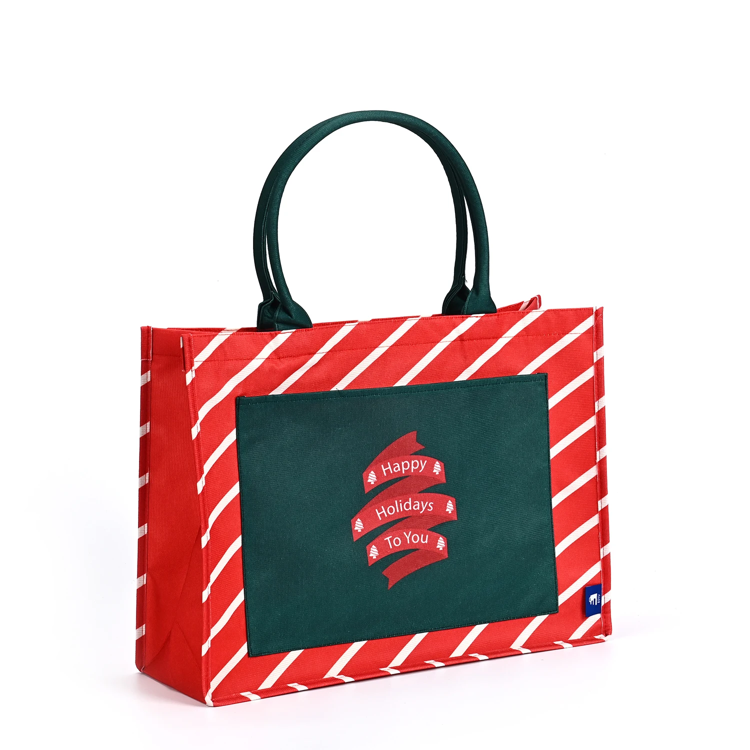 Reusable Eco-friendly Red RPET Non-Woven Tote Shopping Bags Foldable Sustainable Durable Letter Pattern Heat Transfer Medium details