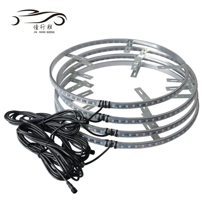 High Power RGB Wheel Light Muti-Color Strobe 5050 Tire Strip Remote App Control Led Wheel Rim Ring LED Lights for Decoration