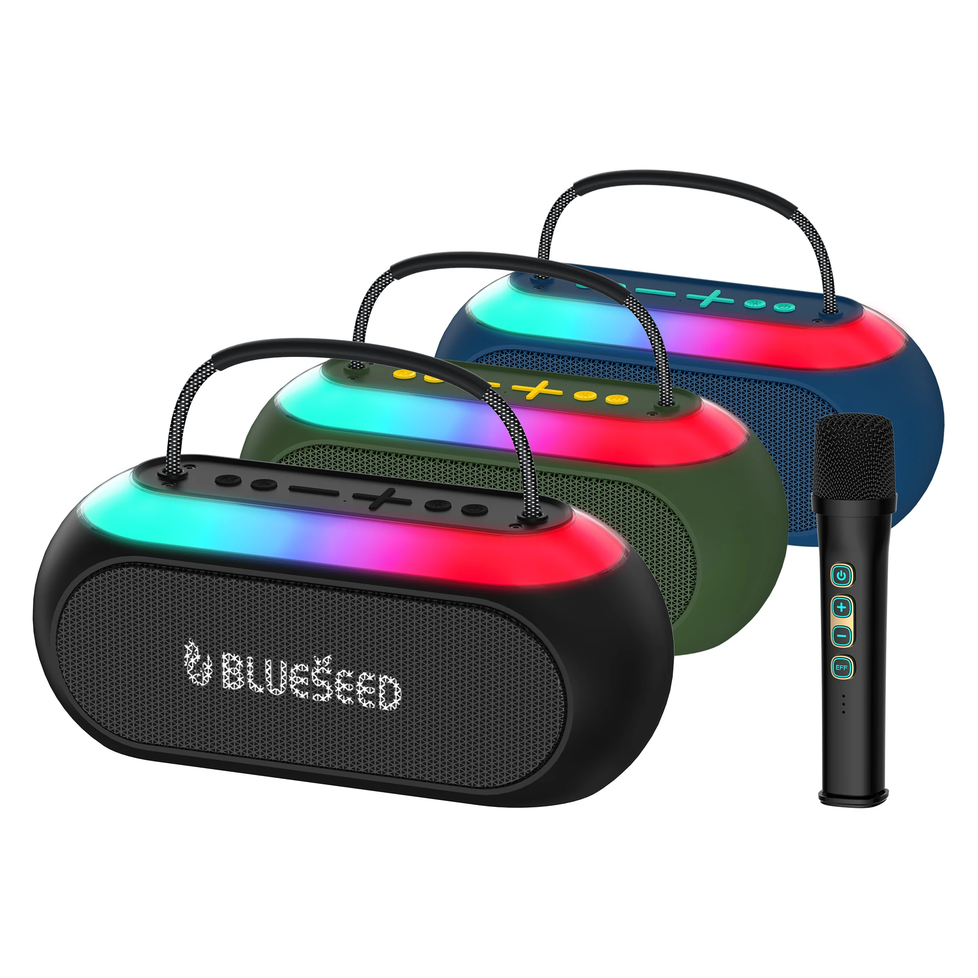 Mini Portable RGB LED Audio Player with Aux Cable Home Theatre Mobile Phone Speaker Battery Operated Parties Events Made Plastic