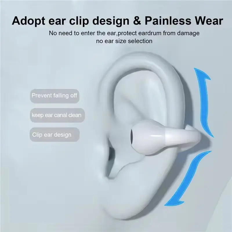 OEM HiFi Stereo Ear Clip Earbuds TWS Bone Conduction Noise Cancelling ANC Sports Wireless Headphones