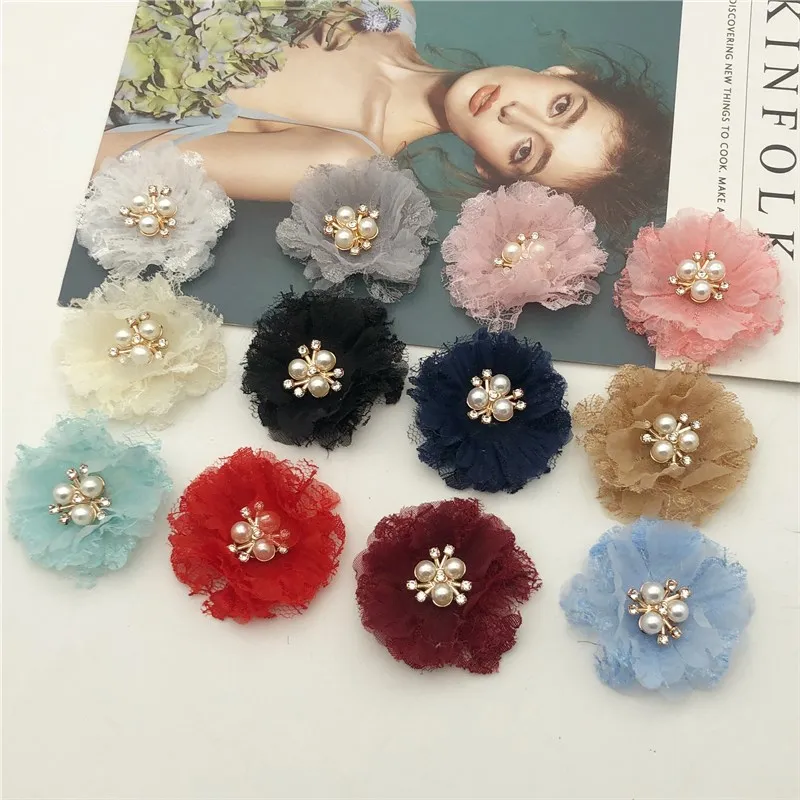 Hand Made Colorful Decorative Hair Accessories Lace Tulle Flower For Women  Girl - Buy Tulle Flower,Hair Flower,Hair Accessories Flower Product on  