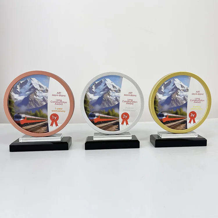 Blank round shaped glass trophy awards crystal plaque crystal trophy award