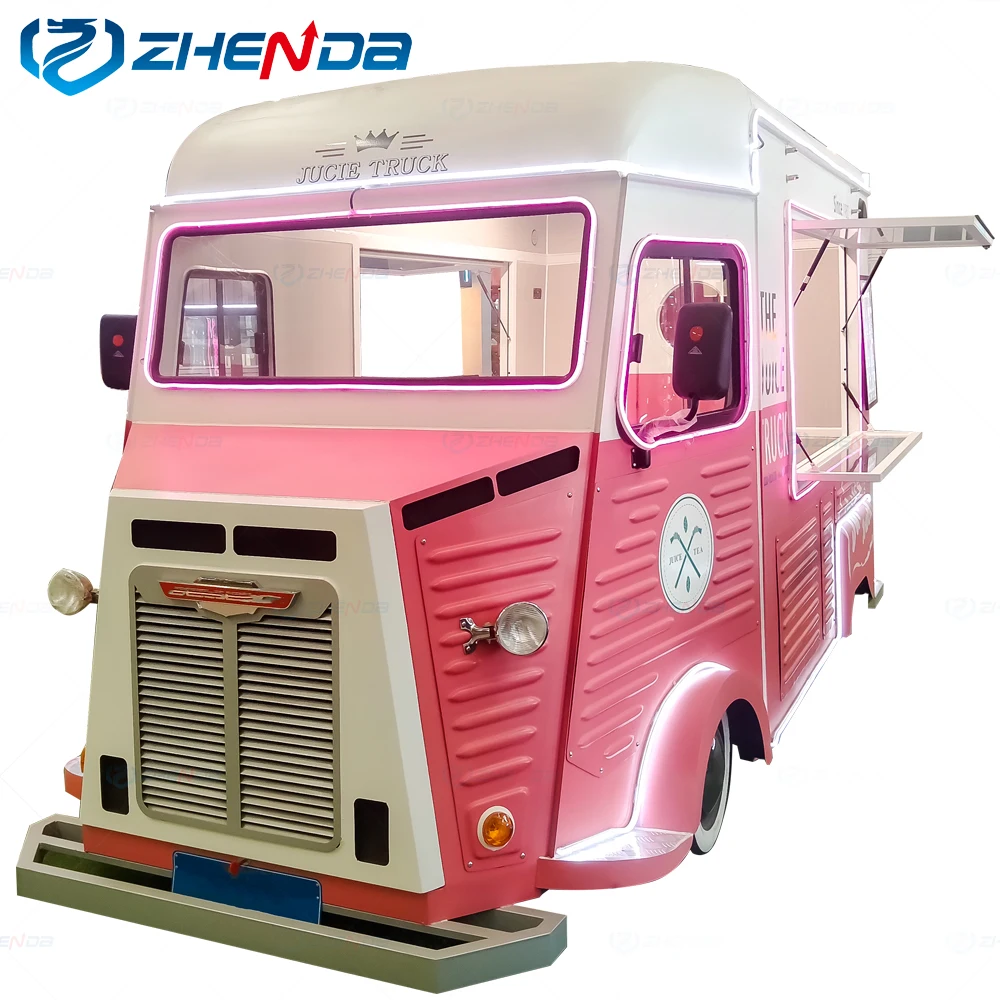 China Custom Mobile Street Fast Vending Carts Fast Food Truck Used Car Van Food Trailers with Freezer for Sale Europe