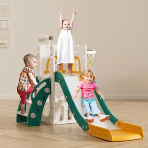 Factory Sale Children Plastic Toys 6 in 1 Toddler Slide Indoor Slide for Kids Baby Climber Play Set With Basketball Hoop