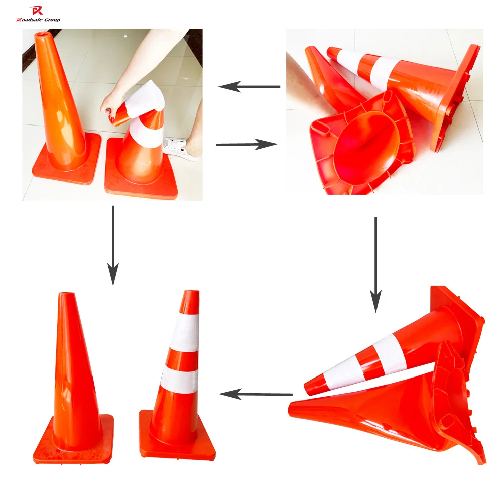 20 Years Manufacturer Beijing Roadsafe Wholesale 30/45/70/75/90cm Orange Traffic Flexible PVC Safety Cones Supplier