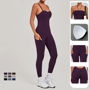 NEW ARRIVAL High Elastic Sexy Jumpsuit Sleeveless Workout Yoga Jumpsuits for Women