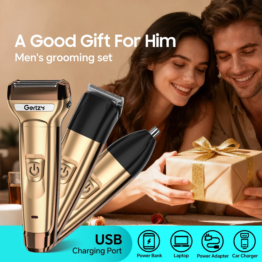 USB Powered Digital Three-in-one High-Performance Reciprocating Electric Razor for Personal Beards Electric Shaver manufacture