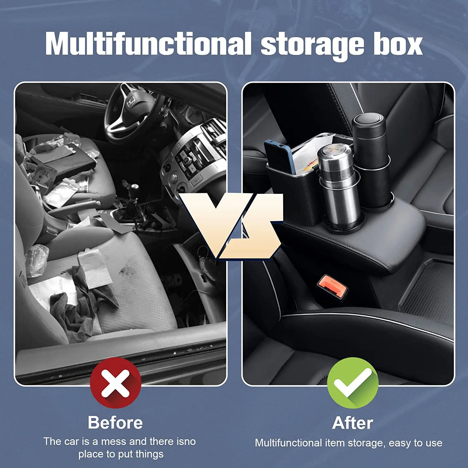 Car Tissue Box, Car Inner Cup Holder Multifunctional Storage Box, Car  Armrest Box, Storage Organizer, High-quality & Affordable