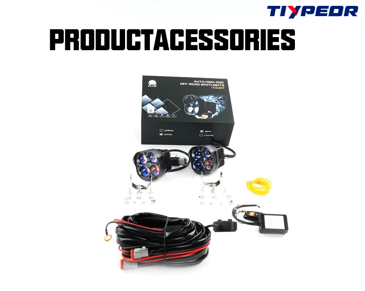 product tiypeor motorcycle cnc aluminum led work light yellow white super bright spotlight off road truck fog lamp auxiliary headlight-6