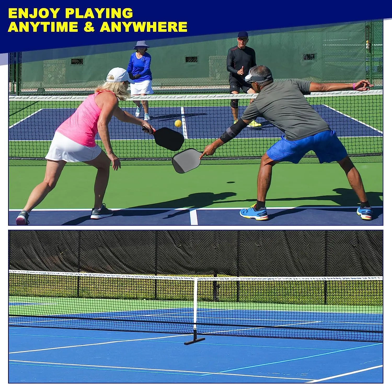 Low Price Pickleball Net Set Contains 2 Paddles Or 4 Rackets And 4