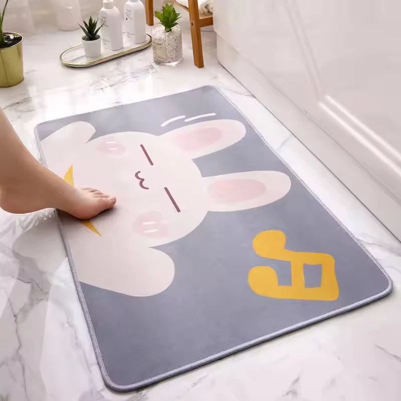 Non Slip Waterproof OEM Super Absorbent Cartoon Bathroom Rugs Living Room Mat Customization Microfiber Bath Mat