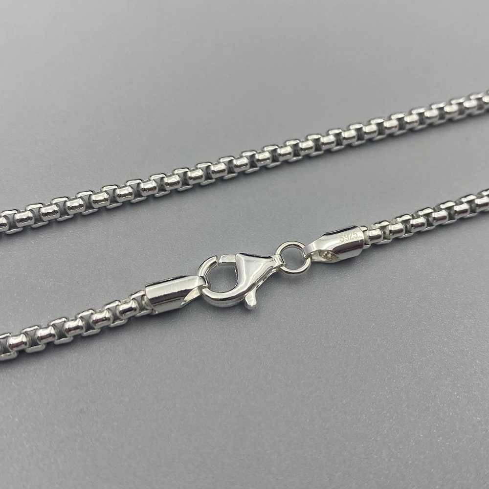 Wholesale 55cm 21g 3mm Sterling Silver Box Chain Necklace for Men