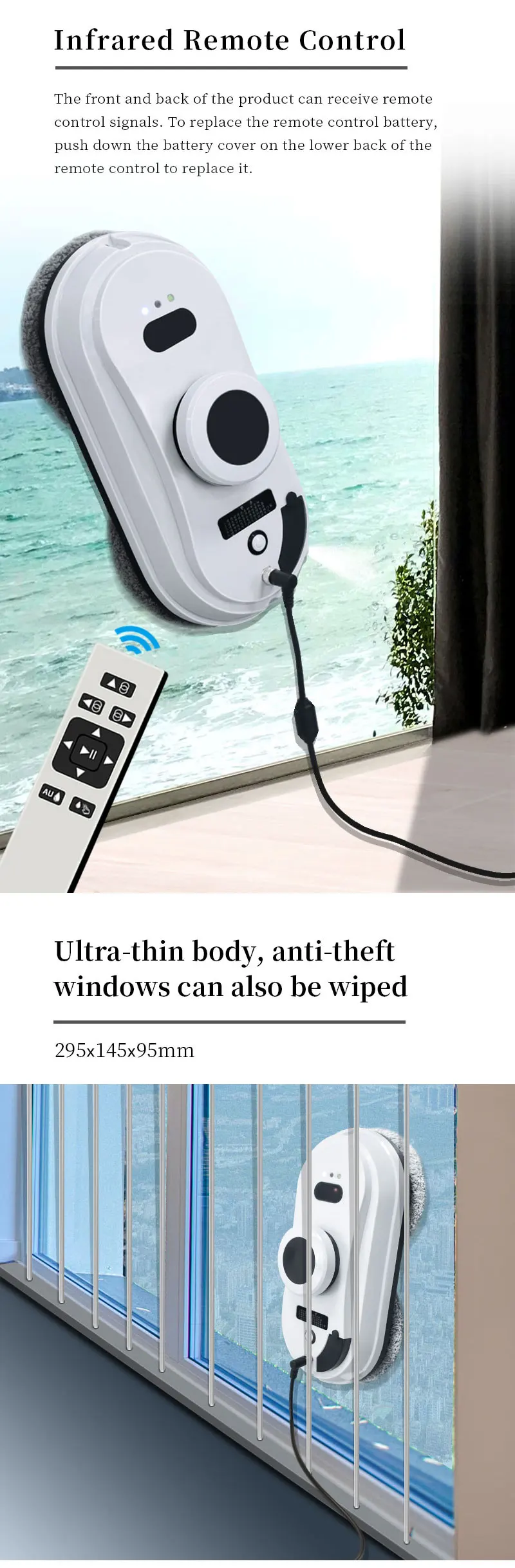 Automatic Water Spray Glass Round Cleaning Robotic Window Smart Cleaner