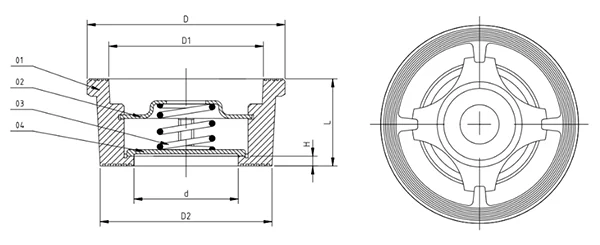 ASTM A216 WCB Stainless Steel Dual Plate Inline Wafer Single Disc Check Valve