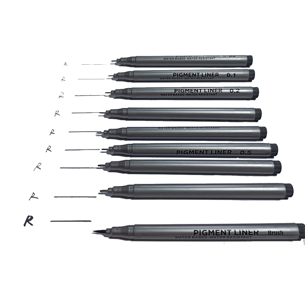 Оптовая продажа школьные офисные канцелярские принадлежности черный маркер пигментный вкладыш микронный карандаш