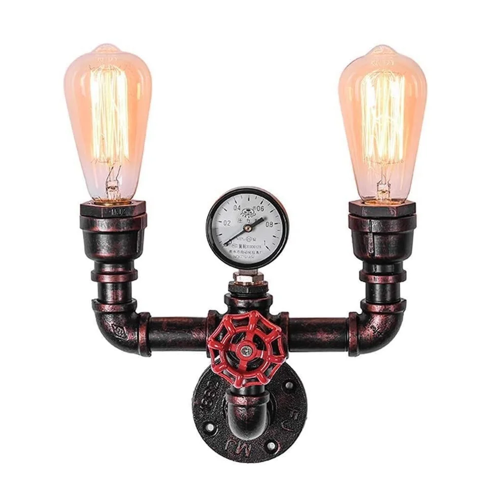 Vintage Industrial Metal Water Pipe Steampunk Wall Lamp Sconce Light Fixture New 