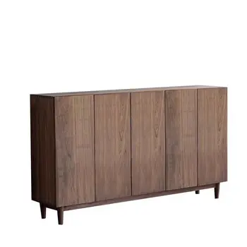 Scandinavian all solid wood black walnut oak cherry wood storage cabinet simple storage cabinet entryway cabinet
