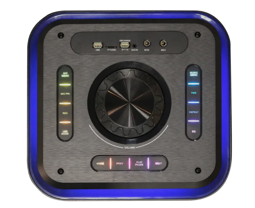 200 Watts Big Power Double 12 Inch Outdoor Wireless Trolley Speaker for Flashing Light Dj Party Trolley Speaker