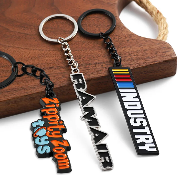 Wholesale Keychain Colorful Enamel Brand Logo Letter 2d 3D Metal Key Ring Keyring China Manufacturer Custom for Key Chain