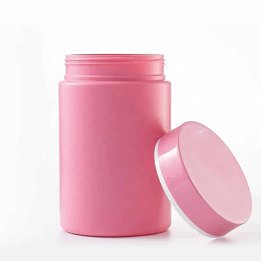 HDPE pink Container 1200ml Wide Mouth Meal Replacement Powder Jars Protein Powder Supplement Bottle for Packaging