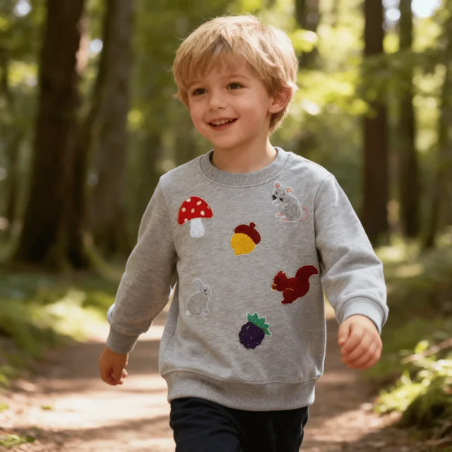 Autumn Kids Boys Sweatshirt Casual Style Cartoon Pattern Embroidered Cotton Anti-Shrink for 2-7Y