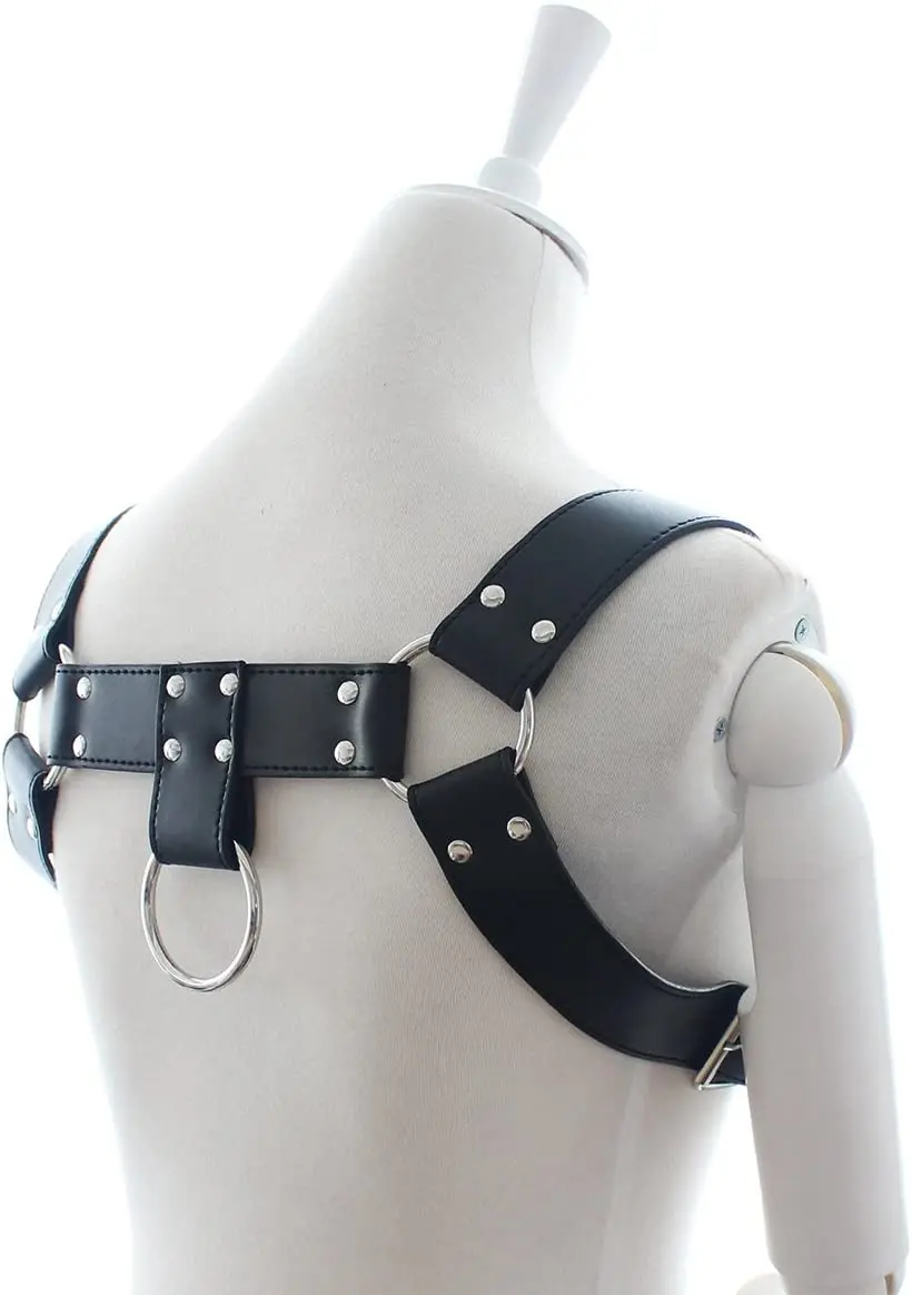 Pinwe Men's Leather Chest Body Harness Belt Adjustable Buckle