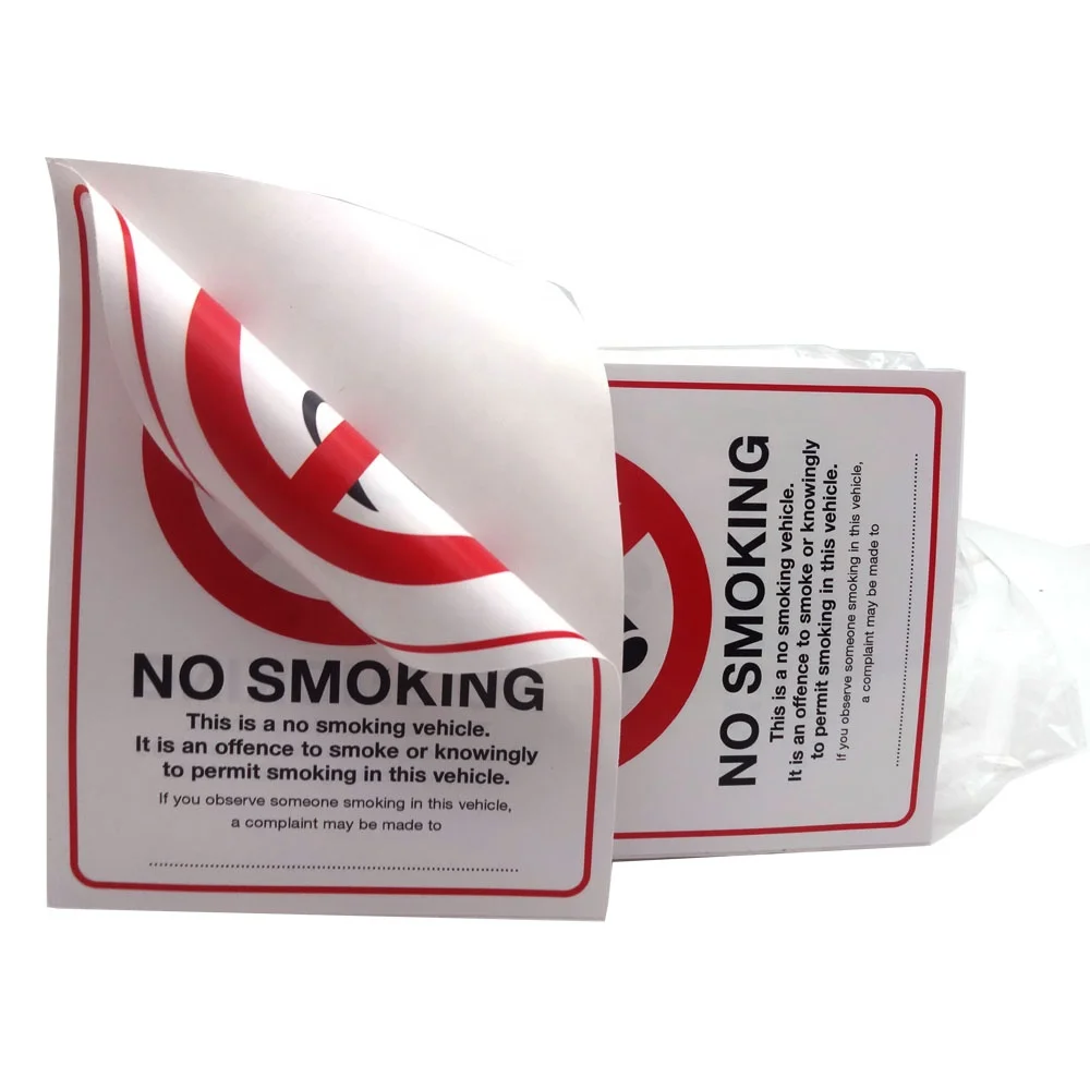 Custom Double Sided Printed Removable Window Vinyl No Smoking Stickers & Decals