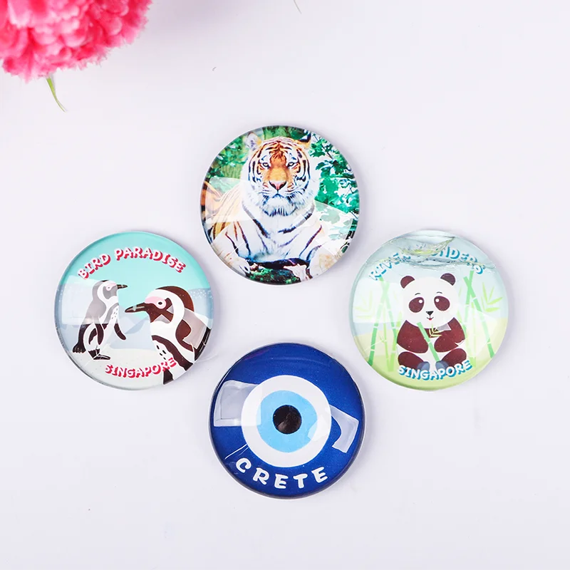 product round shape custom crystal glass creative refrigerator stickers wholesale price magnet for home decoration-35