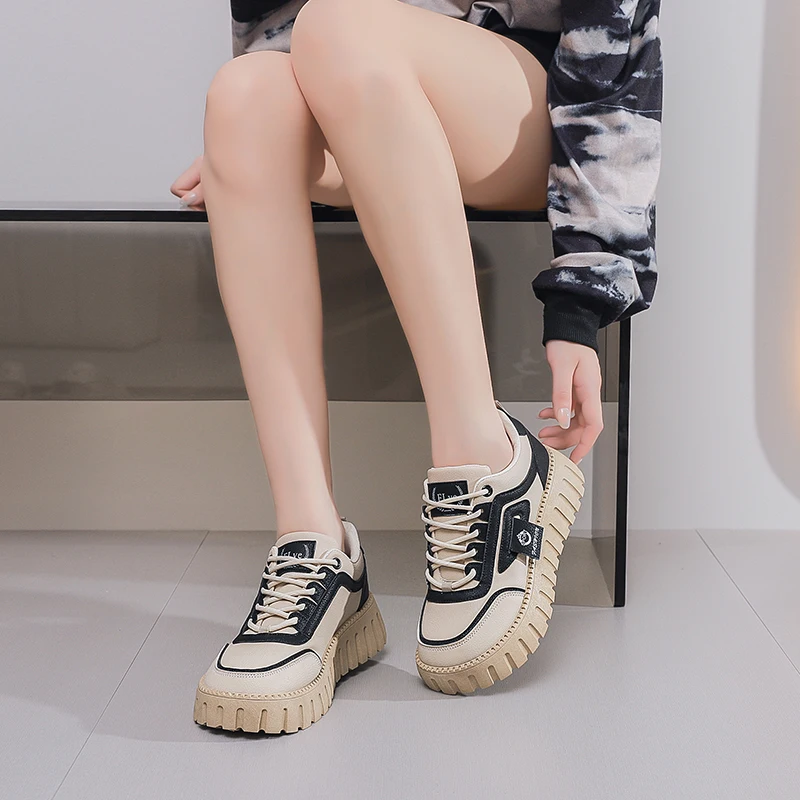 New Ins Popular Style Female Thick Sole Platform Sports Casual Shoes Women  Students Tennis Woman Sneakers