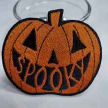 DIY Iron on Ghost and Pumpkin Chenille Patches With Gold Glitter Edging for Fall Patches