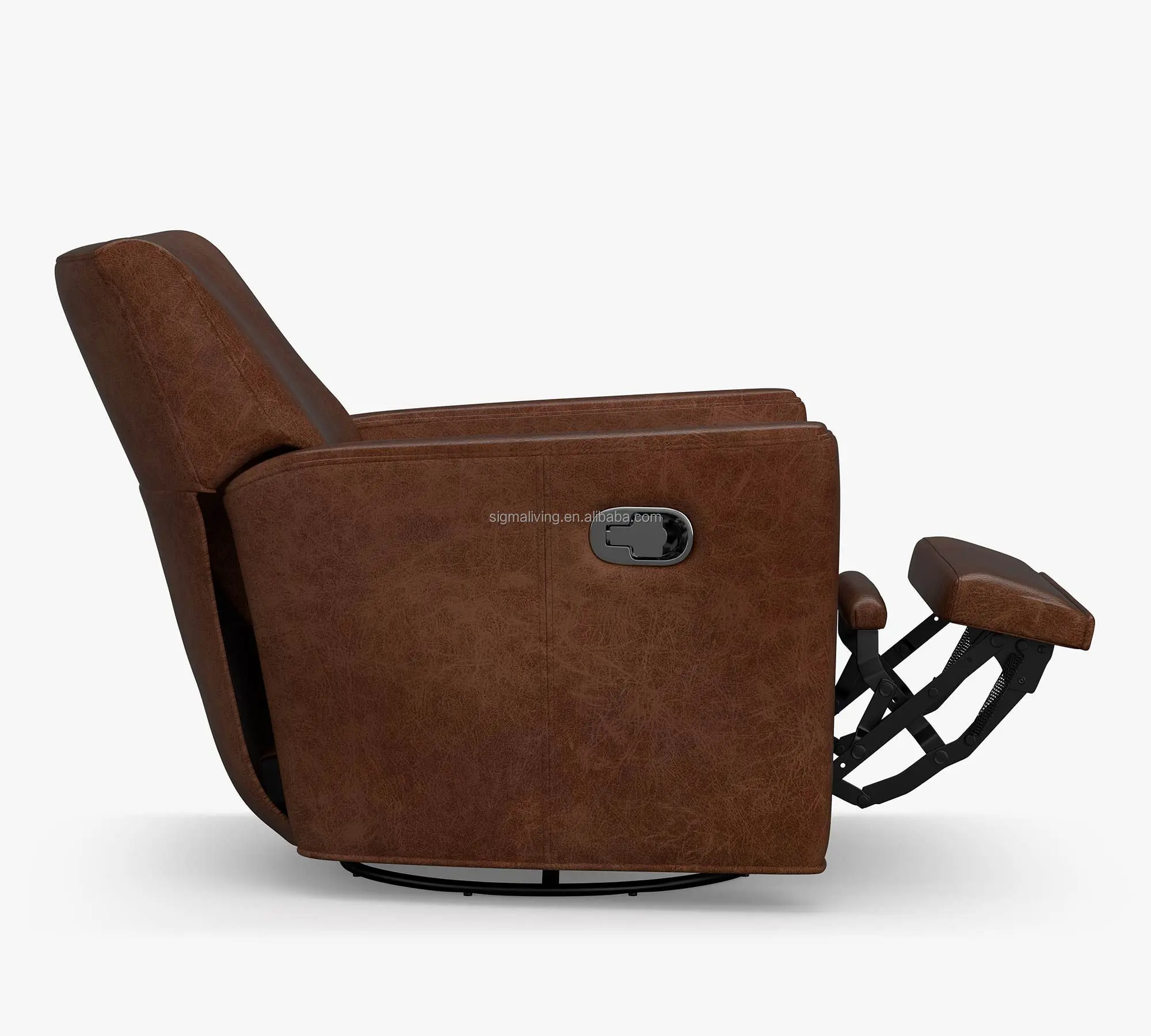 recliner chair living room furniture square arm leather grand swivel recliner