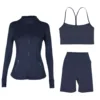 Costume cinquième pantalon en forme de Y noir et bleu à col montant