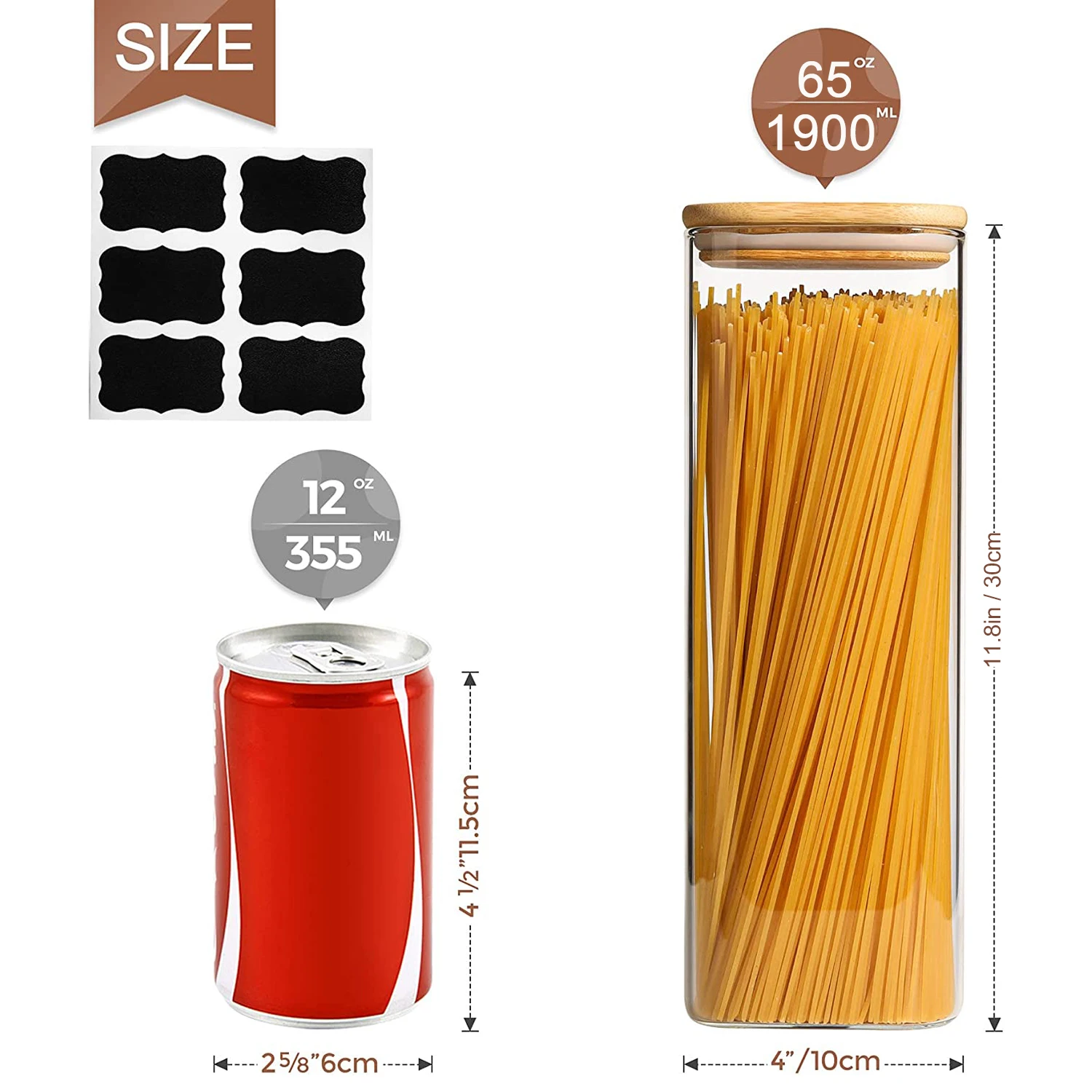 1900ml Tall Clear Storage Containers Airtight Food Storage Jar With