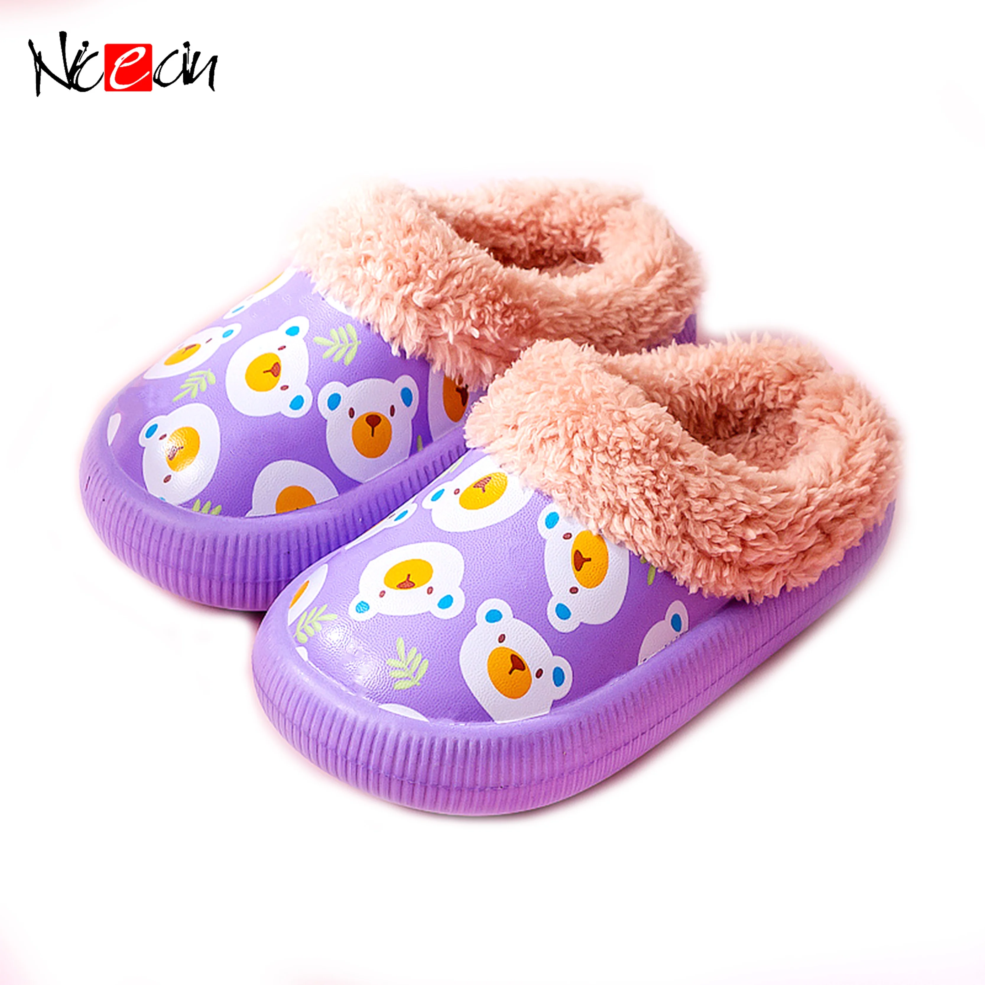 Зимние Детские домашние тапочки, Детская Хлопковая обувь, плюшевые теплые тапочки для девочек, домашние тапочки для мальчиков, симпатичная садовая обувь