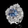 open size White Blue plated ring