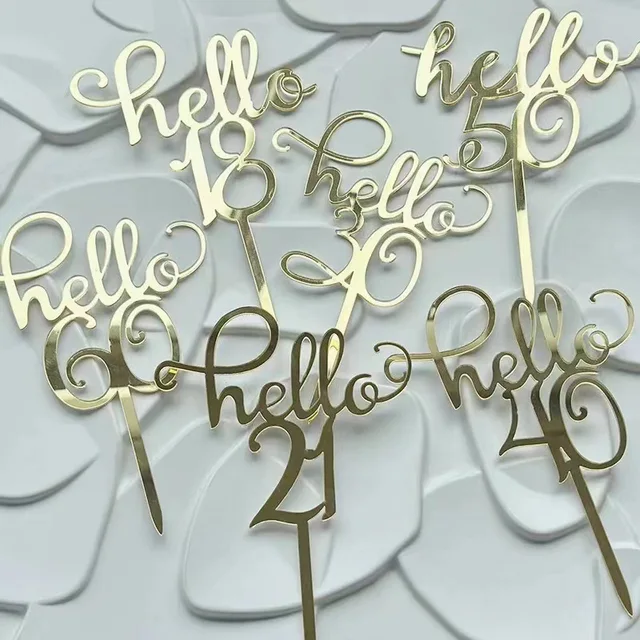 Ins style acrylic cake topper Cake decoration Hello 18 21 30 40 50 60 number cake topper