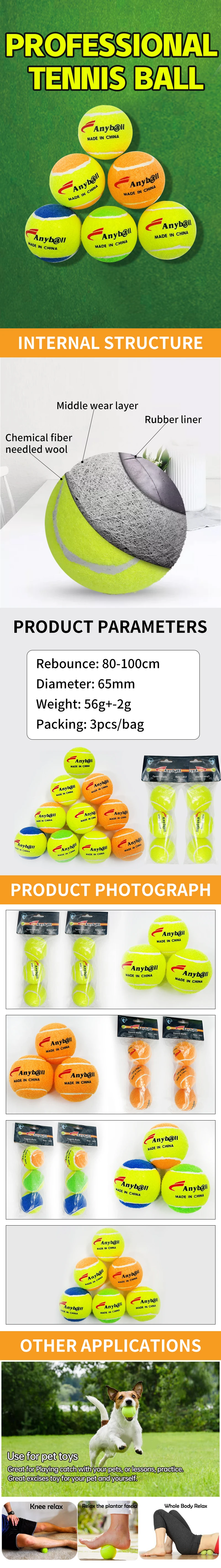 Chemical Fiber Felt Tennis Balls High Quality Sporting Goods Best Selling Tennis Ball with Plastic Bag supplier