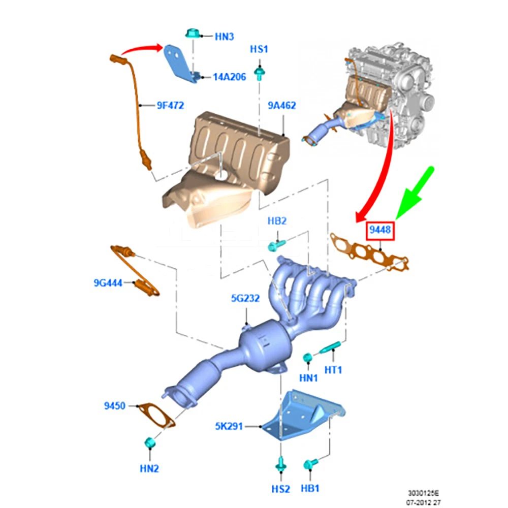 2S6G9448DA 1326381 Exhaust Manifold Gasket for Ford Focus 12/Focus 15/... — 3