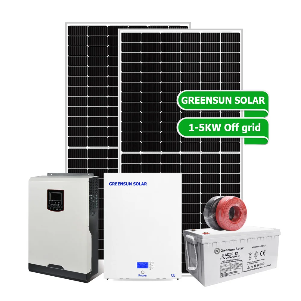 Complete Greensun off grid 2kw 3kw 4kw 5kw small storage solar system with mounting