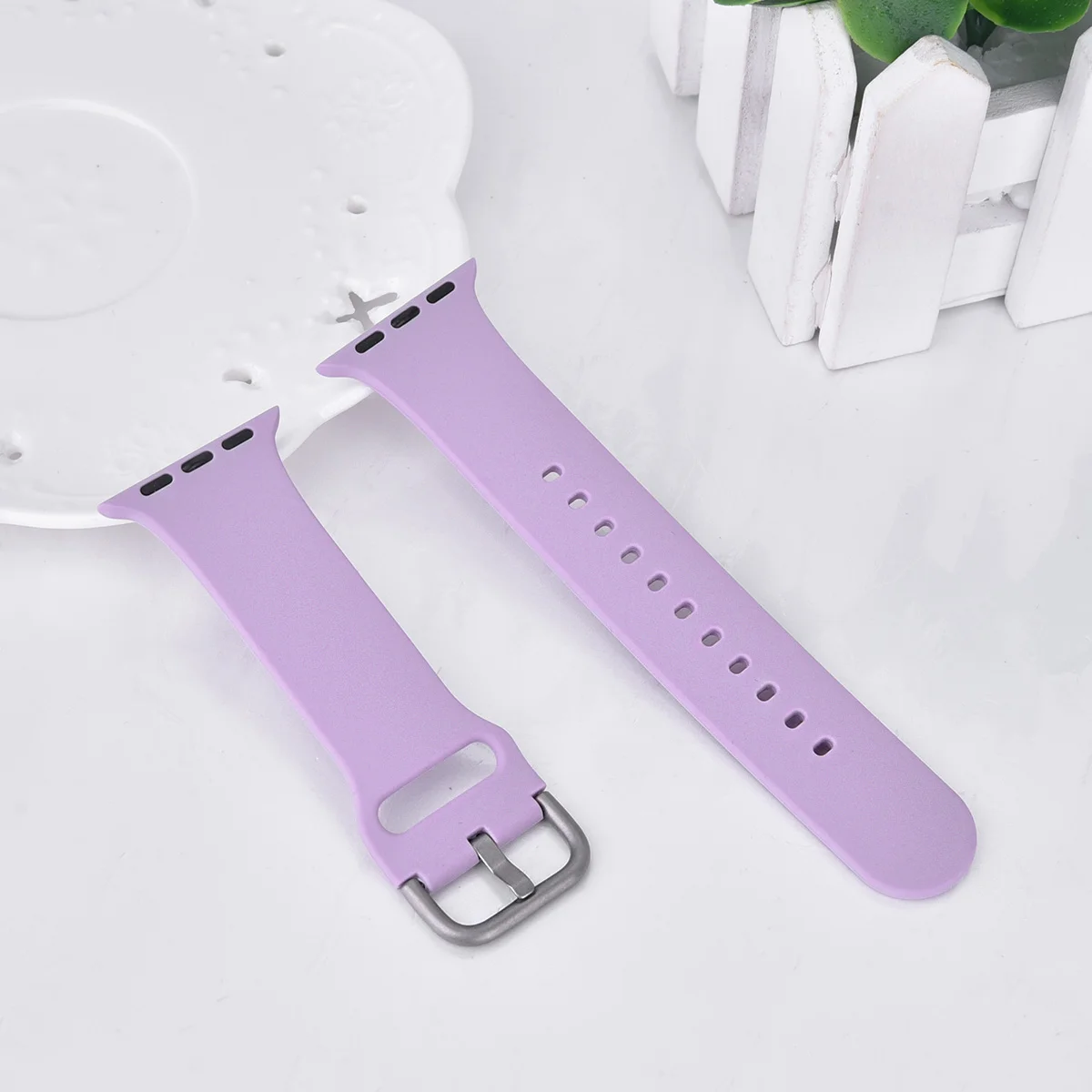 Single Color Silicone Watch Band for Ap-ple Watch Series 4 5 6 SE, fashion Ap-ple Watch Band Silicone