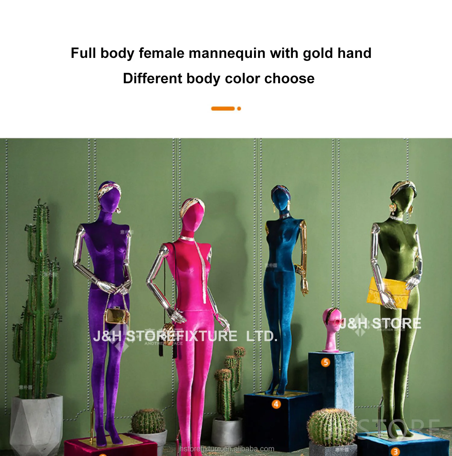 Jh Adjustable Full Body Mannequin Female For Clothes Display With Wooden Arms Velvet Mannequin