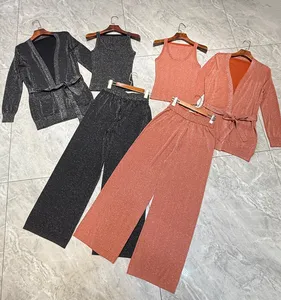 Bettergirl 2026 new Ramadan  Gold thread long sleeved high elasticity knitted fashionable casual suit