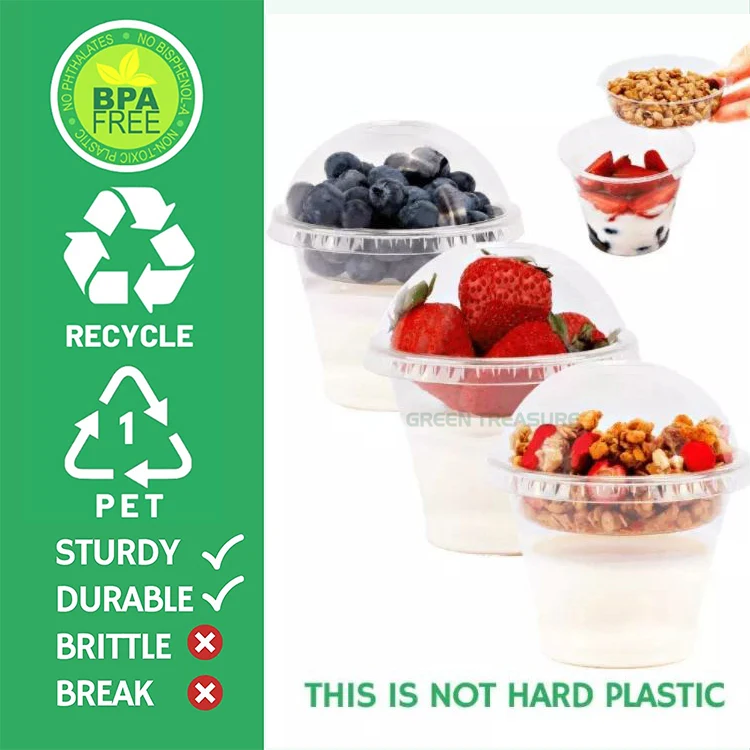 Clear Plastic Cups With Insert & Dome Lids(no Hole) Disposable Parfait