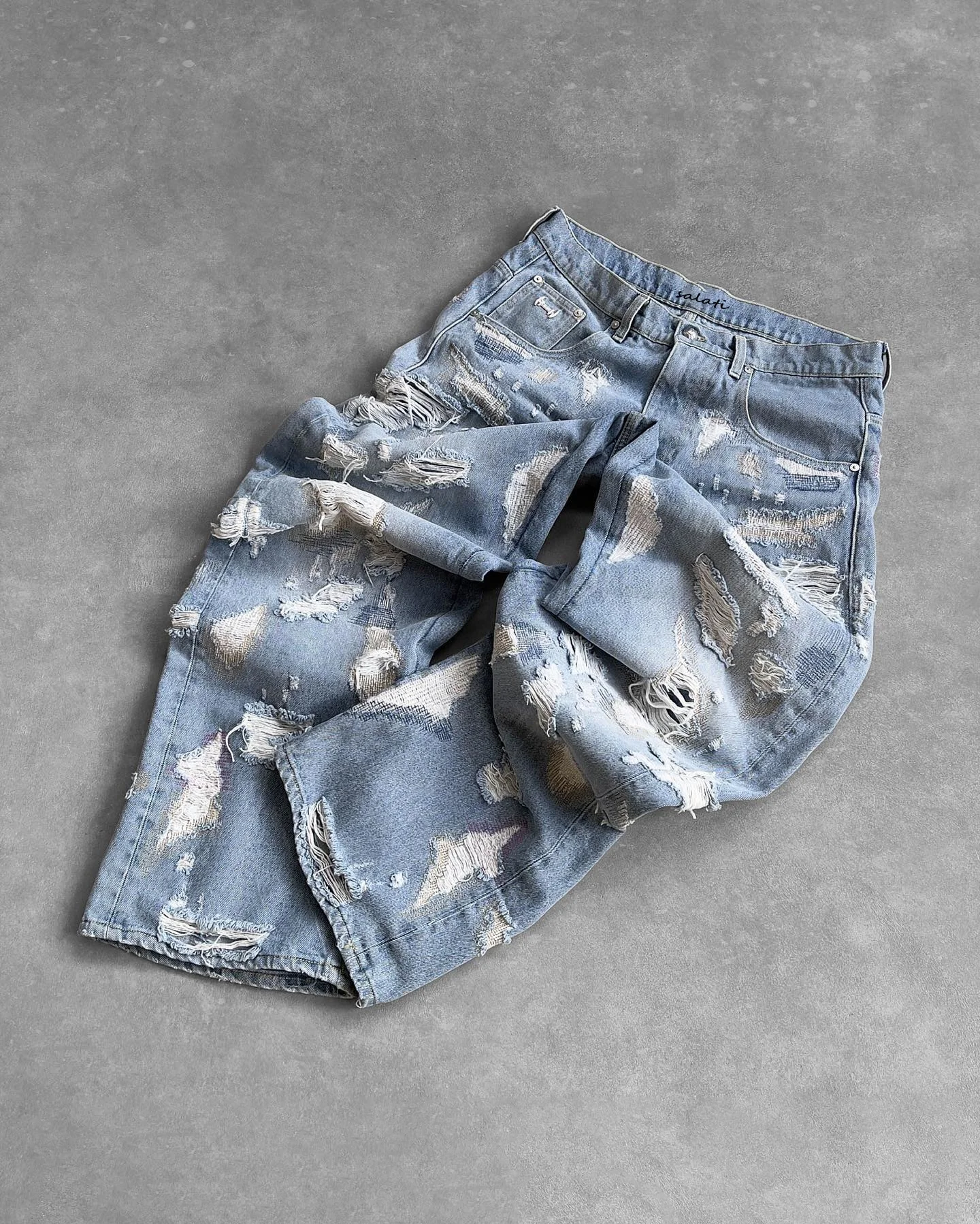 Salati Manufacturer Y2K Jeans Pants Cotton Raw Damaged Bootcut Boot Oversized Boot Cut Ripped Man Flared Denim Pants Men's Jeans gallery 3