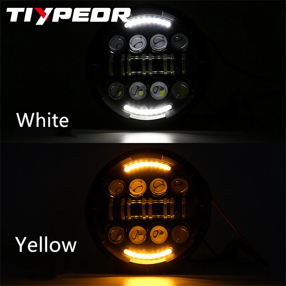 product tiypeor 7inch 60w universal round motorcycle drl headlight super bright car auxiliary fog light-9