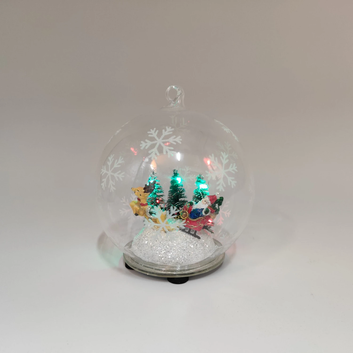 Santa in Christmas glass ball with color changing led hanging glass crafts christmas ball ornaments wholesale